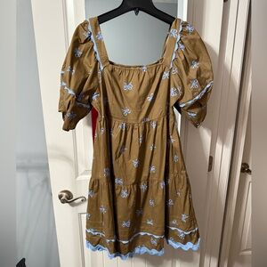 Umgee brown Dress with Blue Bows
